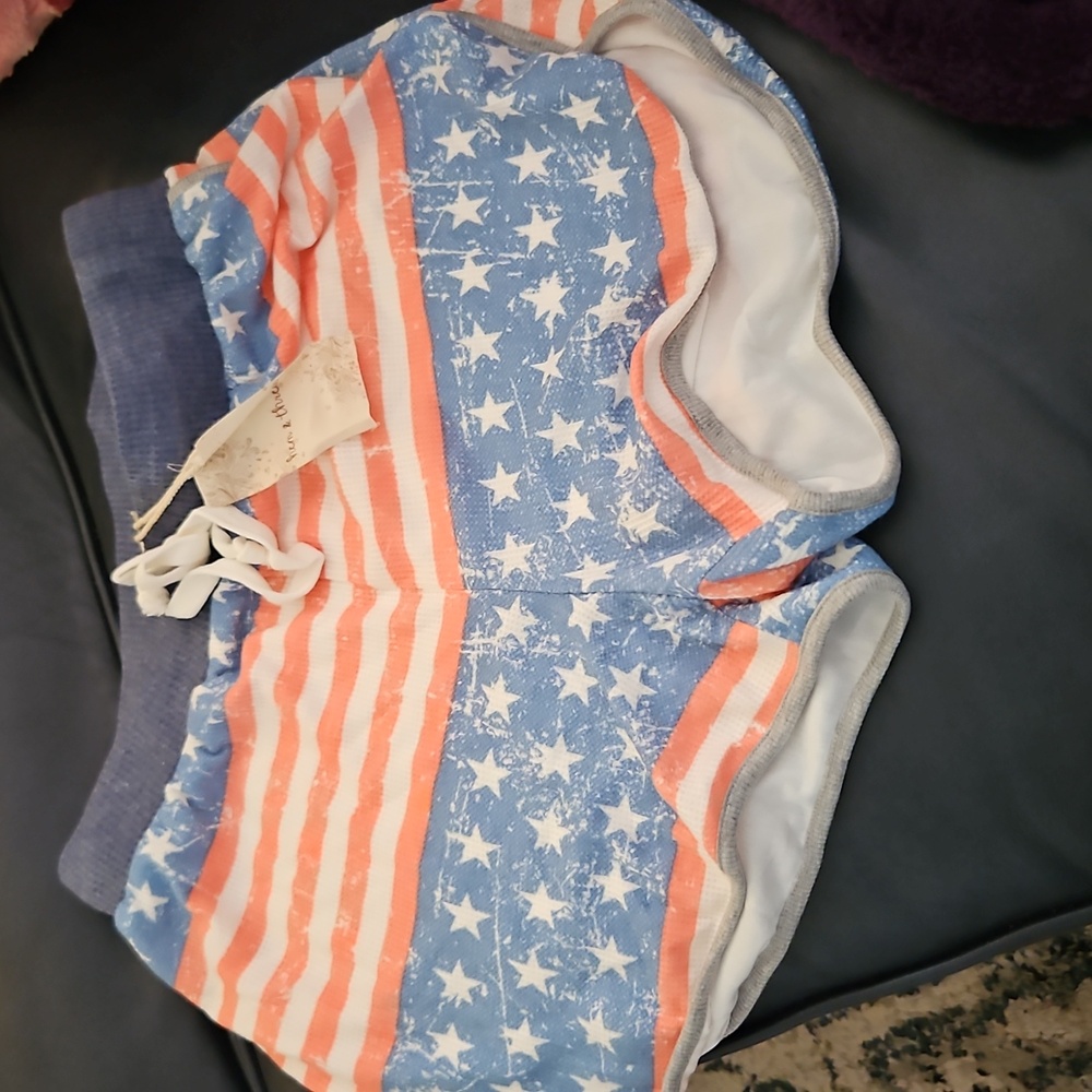 Hem & Thread Blue and Red Star Stripe Shorts